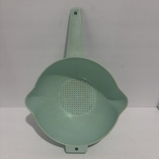 Vintage Tupperware 2 Qt Colander Strainer #1523-8 Teal Aqua Blue Handle picture