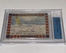 Jim Irwin Apollo 15 hand signed check cut - Beckett Slab Razor Historical Heroes picture