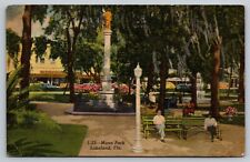 Postcard FL Munn Park Lakeland Florida Montgomery Ward in Background picture