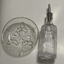 Vintage Clear Glass Oil Bottle, federal glass bowl lot picture