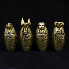 Ancient Egyptian Antique Set Canopic Sons of Horus God Unique Mythology BC picture