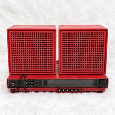 Vintage Stereo System Red with 2 Speakers - Tested and Working picture