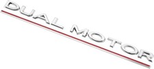 Dual Motor Emblem Badge for Tesla Model 3 Y X S, Replacement DecalSilver picture