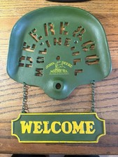 John Deere Moline, IL. 10.5” Wide Cast Iron Seat Sign Welcome Sign Never Used picture