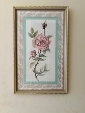 Framed Art 21x13 Vintage Home Interiors Pink Roses picture