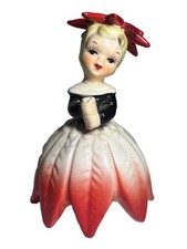 Vintage Napco Flower Girl of the Month 1956 December Poinsettias Figurine A1949 picture