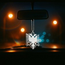 Albania Transparent Car Mirror Pendant + Chain Albania Eagle Approx 6x7cm picture