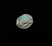 ANCIENT EGYPTIAN ANTIQUES Egyptian Scarab Beetle Amulet Faience Stone Egypt BC picture
