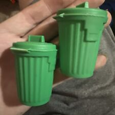 Vtg 1970s Topps Set Of 2- Green Garbage Trash Can Container Toy Doll Size picture