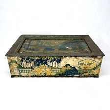 Antique 1920s Artstyle Chocolate Co. Candy Tin Lithograph Landscape Art Deco Box picture