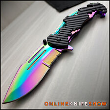 TAC FORCE Spring Assisted Opening Pocket Knife RAINBOW Tactical Folding Blade picture