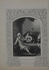 Antique Religious Art The Handwriting on the Wall 1860 Christianity History picture