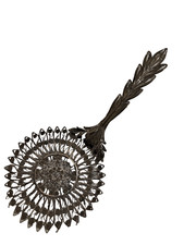 Amazing Antique Filigree C 1890 Indian Silver Tea Strainer 5” NH farmhouse find picture