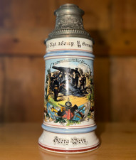 Antique German Regimental Stein 1897-99 Bavarian Artillery Lithophane King Otto picture