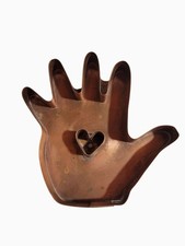 Michael Bonne SIGNED Heart in Hand Folk Art Vintage Copper Cookie Cutter picture