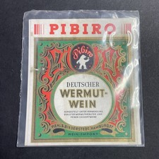 PIBIRO Wine Label Deutscher Wermut-Wein Hamburg Germany Ephemera picture