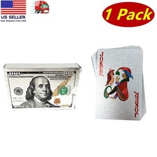 1 Standard Deck of Silver Foil Plastic Poker Cards, Waterproof Playing Cards picture