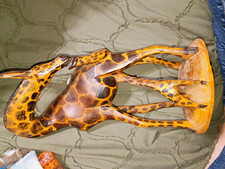 Hand Carved Wooden Giraffe Figurine Sculpture on Base, Giraffe Pattern picture