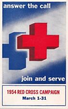 Postcard Patriotic Answer the Call Join + Serve 1954 Red Cross Campaign March picture