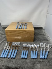 VTG Life Time Light Blue 20 Piece Flatware- Paris Splendor Made In Korea EUC picture