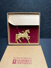 Vintage 1992 Carousel Horse 24K Gold Plated Pewter Ornament. Danforth Pewterers picture