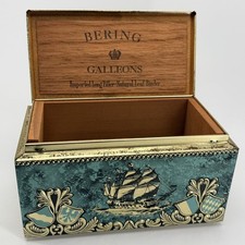 Vintage 1950's Bering Galleon Chest Cigar Tin Box Tobacciana Decor Very Good picture