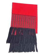 Vintage Naga Tribal Shawl Handwoven Red Black Geometric Ceremonial Textile 100