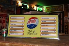 SCARCE 1950s DRINK PEPSI COLA REVERSE PAINTED GLASS MENU BOARD SIGN COKE CAP POP picture