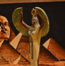 RARE Egyptian Artifacts Of Authentic Pharaonic Winged Statue Of Goddess Isis Bc picture