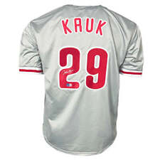 John Kruk Signed Philadelphia Grey Baseball Jersey (Beckett) picture