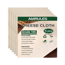 Amrules 6 Pcs Cheese Cloths, Grade 100, 20x20 Inch, Inch - 6 PC, Beige picture