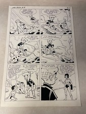 LITTLE ARCHIE #36 original comic art 1966 SAVES ALIEN GIRL IN SPACE SHIP cool picture
