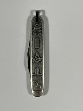 Vintage Colonial brand- Masonic, two blade Silver plate pin-knife with bail NEW picture
