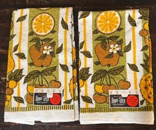 VINTAGE SET 2 NOS ROYAL TERRY FRUIT KITCHEN HAND TOWEL MCM picture
