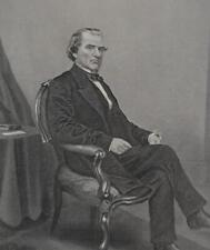 Antique US President Andrew Johnson in 1860 Engraving Original History picture