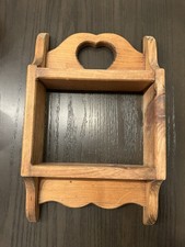 Vintage Wood Heart Cutout Wall Shelf 16” Rustic Country Farmhouse Cottage picture