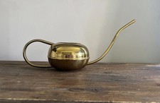 Vintage MCM Small Brass Watering Can Long Slender Spout 9” picture