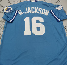 VINTAGE Bo Jackson #16 Royals Throwback Light Blue Sewn Stitched Jersey. picture