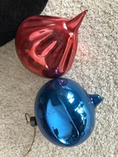 Vintage 2 HEIM ? Pink Blue Parachute Glass Christmas Ornaments picture