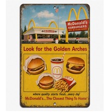 McDonalds Hamburgers Vintage Metal Sign 1950s Era Classic Ad Replica - 3 Sizes picture
