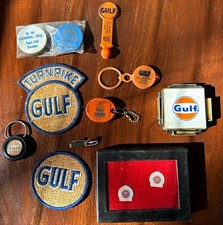 RARE Vintage Gulf Oil Memorabilia 10pc Lot Boxed Cufflinks Turnpike Patch Tokens picture