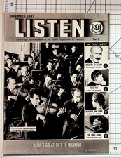 1937 RCA LISTEN Magazine NBC Radio Christmas Gift Toscanini Vintage Ephemera picture