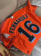 Men's Miami Jose Fernandez #16 Orange Flexbase Collection Replica Jersey Size L picture