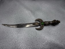 Vintage Indo-Persian Indian Style Ornate Dagger Letter Opener Green Stone picture