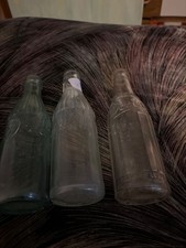 3 vintage dostal soda bottles bucyrus ohio 2 clear one aqua vgc picture