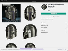 EFX Collectibles Star Wars The Mandalorian Beskar Helmet Silver/Black Replica picture