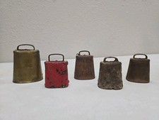 Lot of 5 Antique PRIMITIVE COW BELLS picture