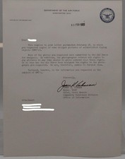 Correspondence US Air Force UFO Sighting 1969 picture