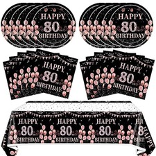 41PCS 80th Birthday Decorations for Women Vintage Rose Gold Black 1946 Party ... picture