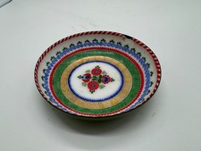 Vintage Likely Austrian Enamel Bowl with Floral Decoration As Is picture